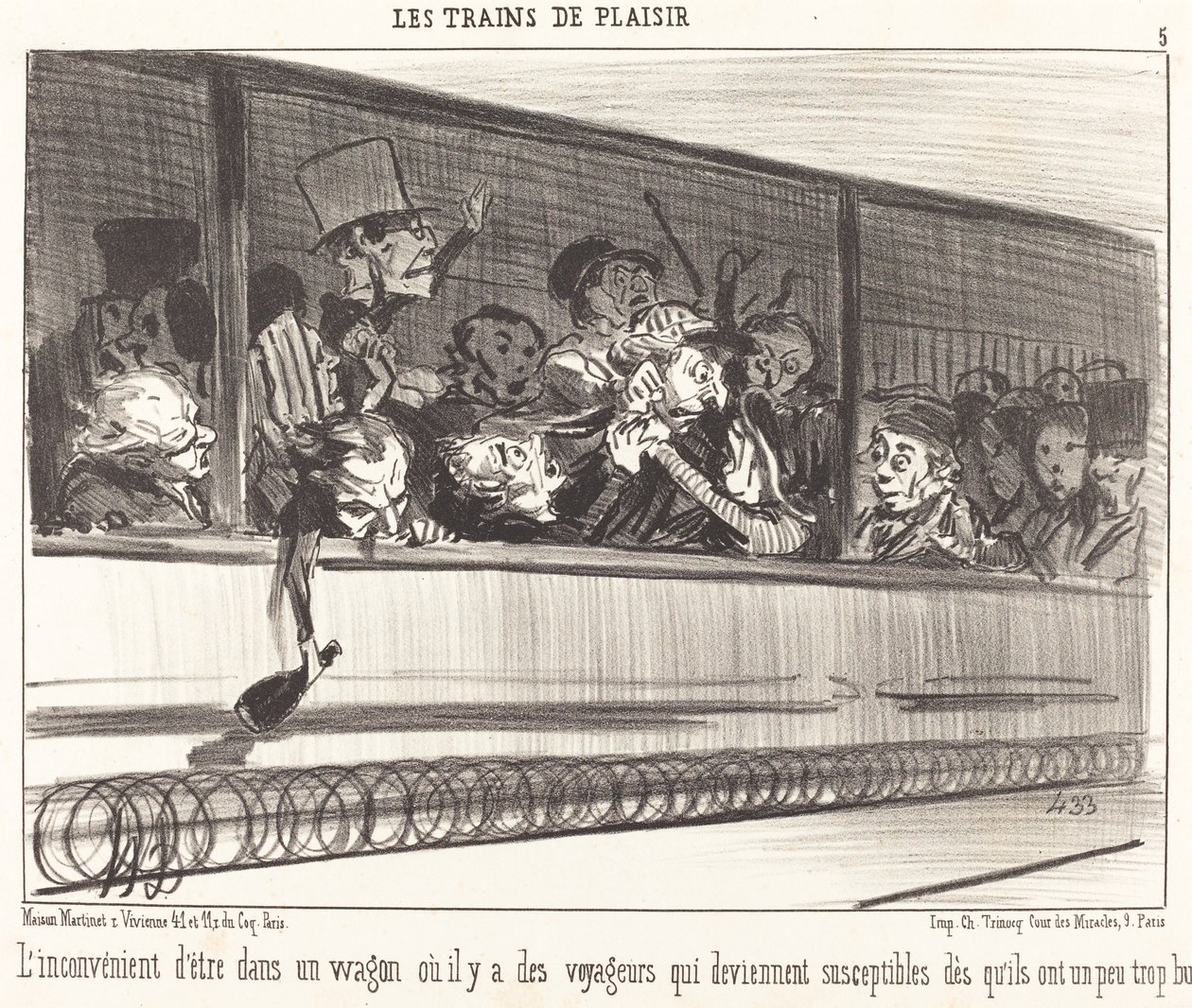 The Inconvenience of Being in a Wagon... by Honoré Daumier