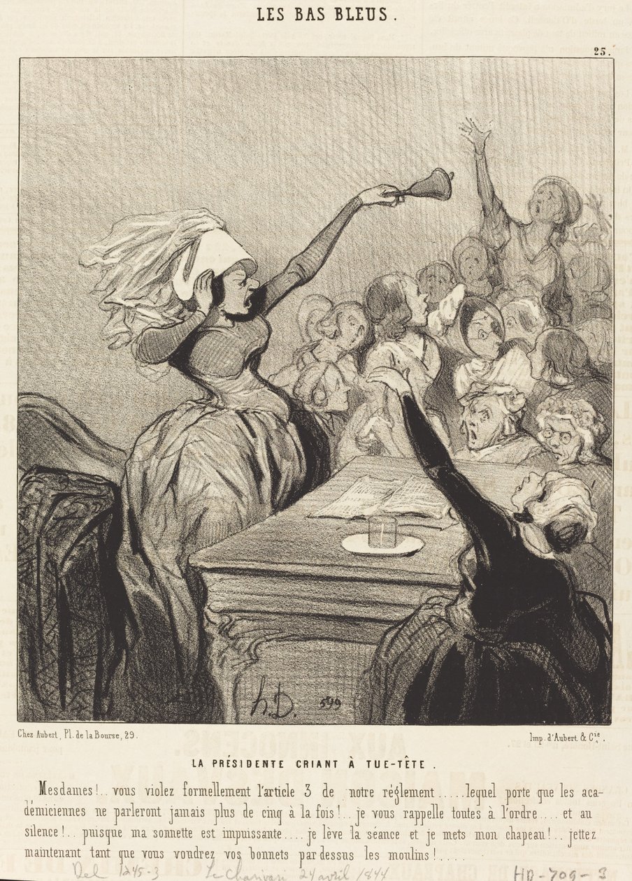 The President Shouting at the Top of Her Voice: Ladies!... by Honoré Daumier