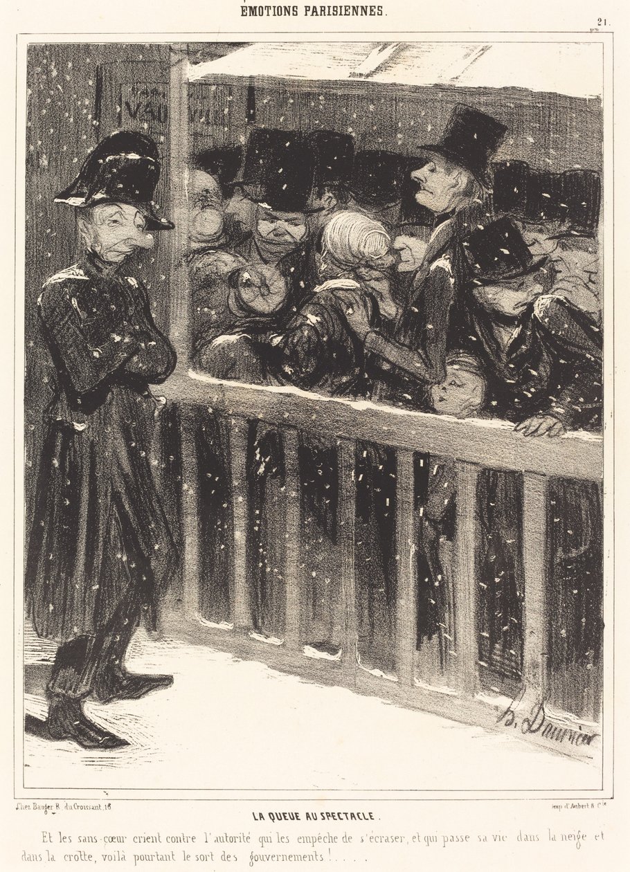 The Queue at the Show by Honoré Daumier