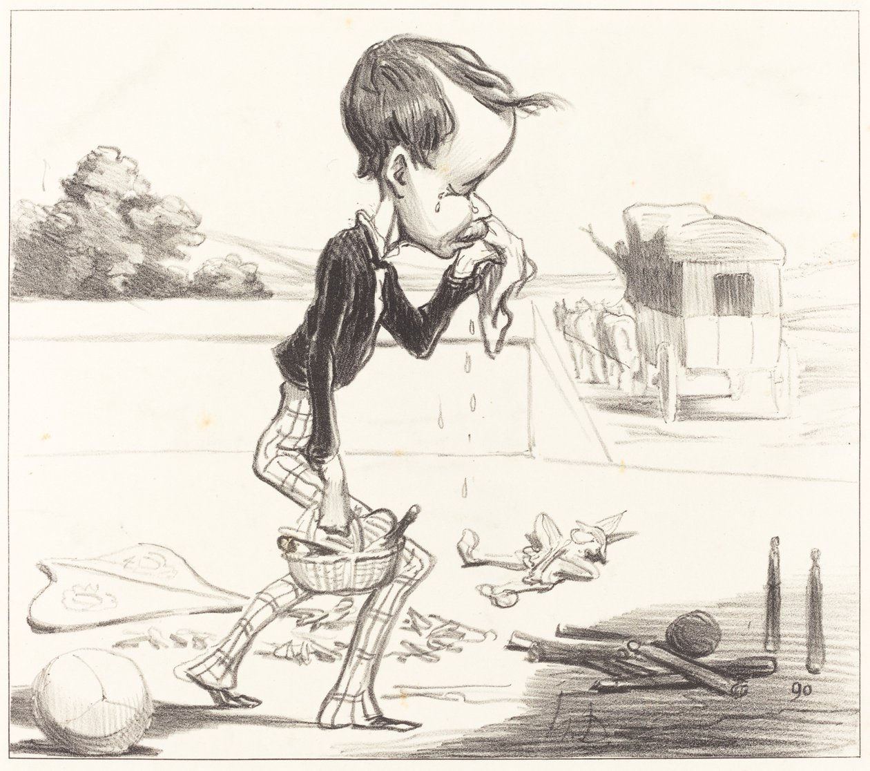 Young Estancelin is forced to return to class! by Honoré Daumier
