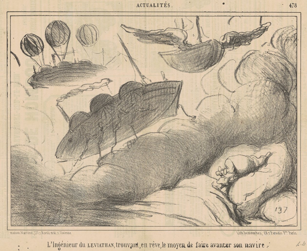 The Engineer of the Leviathan Finding, in a Dream by Honoré Daumier