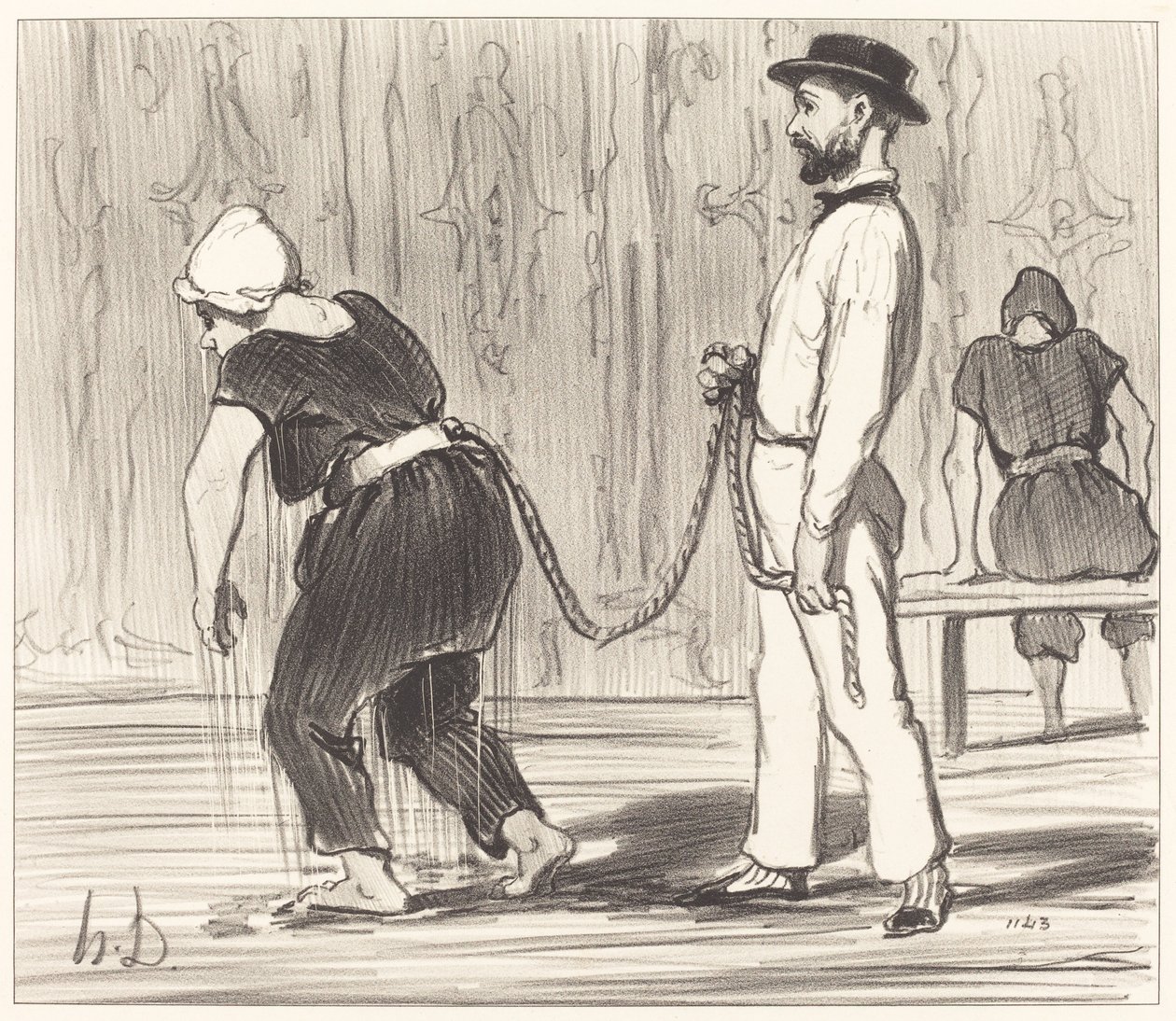 Madame Rabourdeau at Her First Lesson by Honoré Daumier