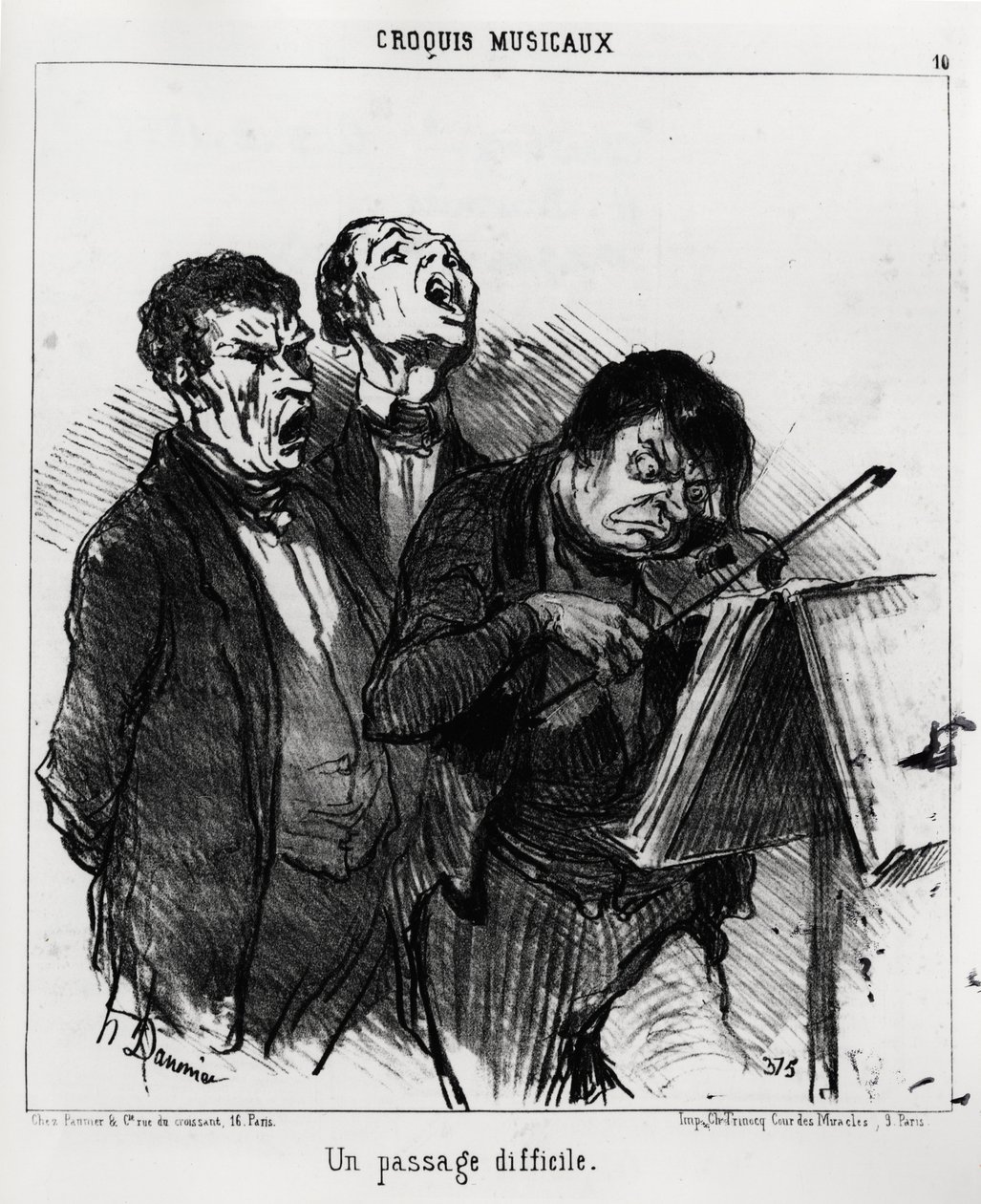 Musical Sketches: A Difficult Passage. Illustration by Honore Daumier, Published in Charivari, Dated March 5, 1852 by Honoré Daumier