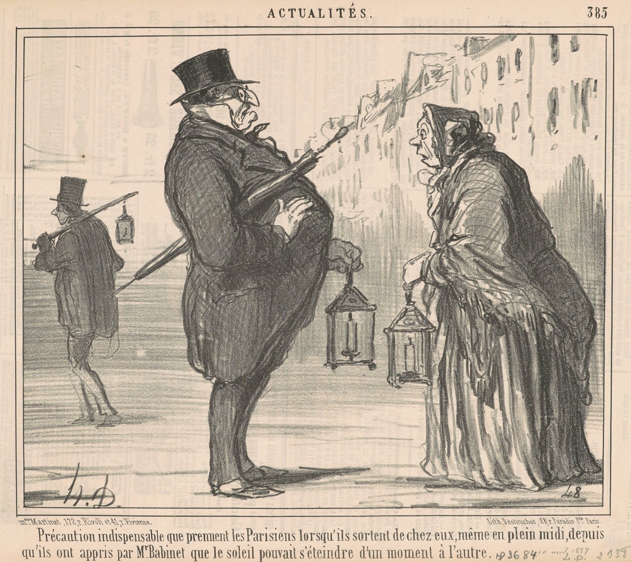 Indispensable Precaution Taken by Parisians by Honoré Daumier