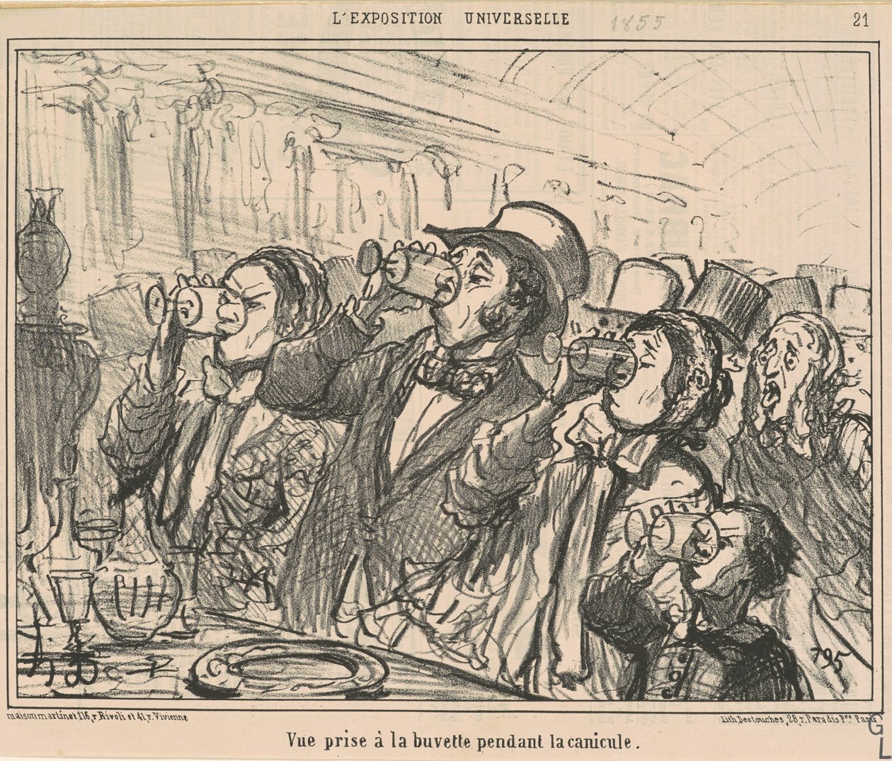View taken at the refreshment bar during the heatwave by Honoré Daumier