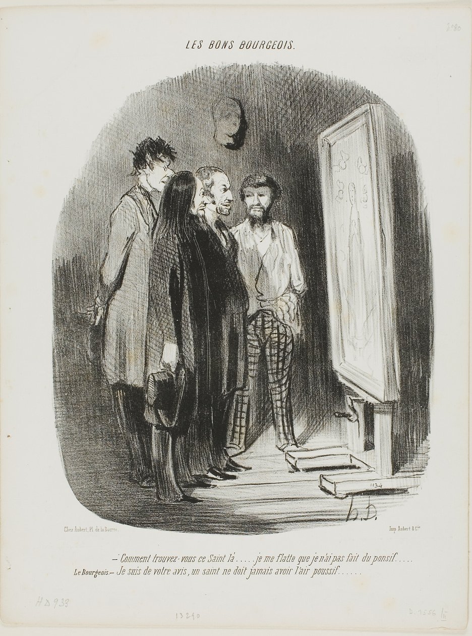How do you find this saint there.... I tried to not make him look too conventional.... The bourgeois: - I quite agree, a Saint never should look short winded, plate 80 from Les Bons Bourgeois by Honoré Victorin Daumier