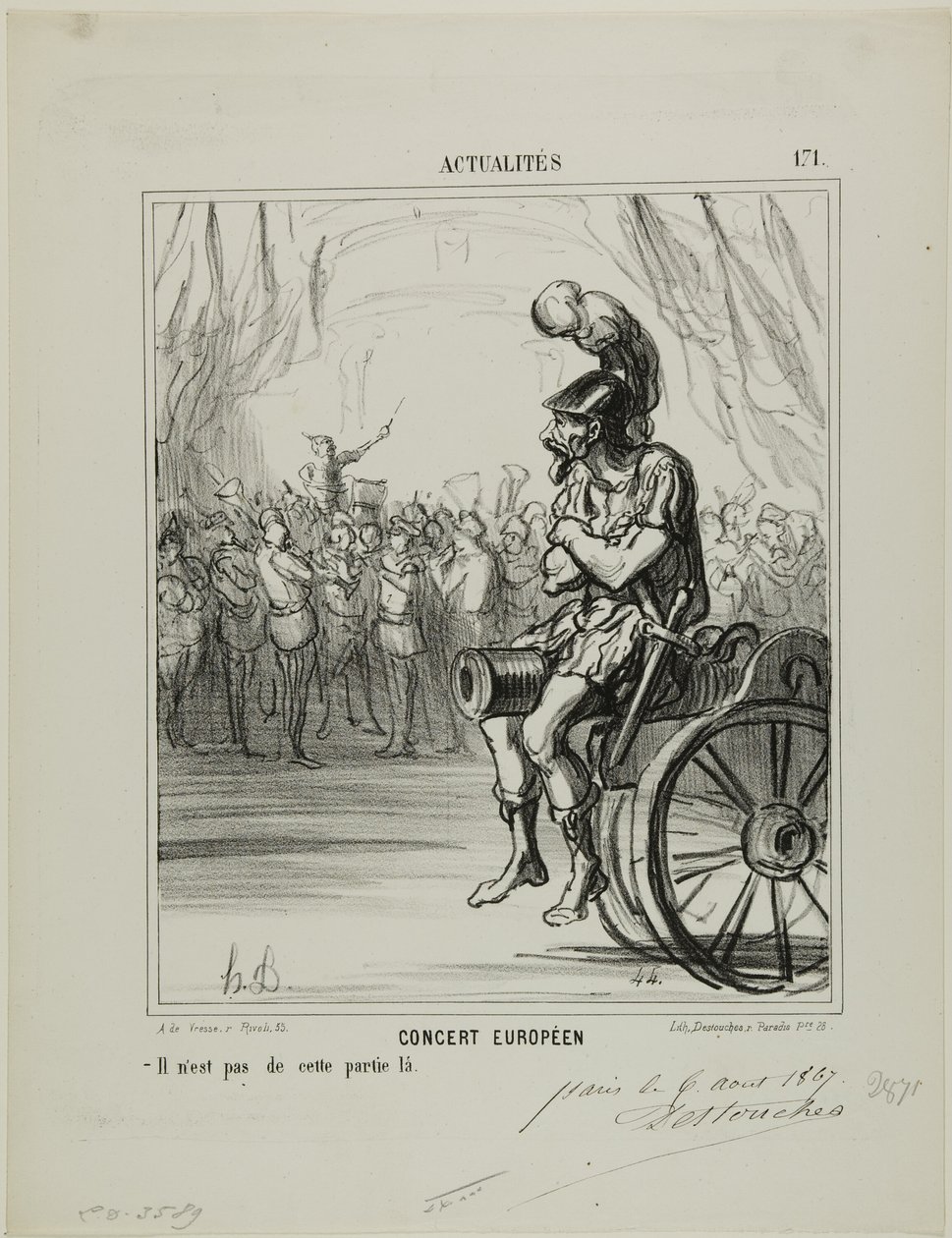 A European Concert. Not allowed to participate in this part, plate 171 from Actualités by Honoré Victorin Daumier