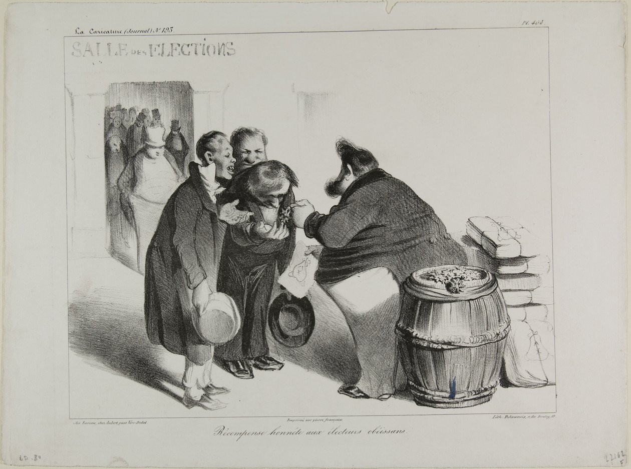 A Fair Reward to Dutiful Voters, plate 404 by Honoré Victorin Daumier