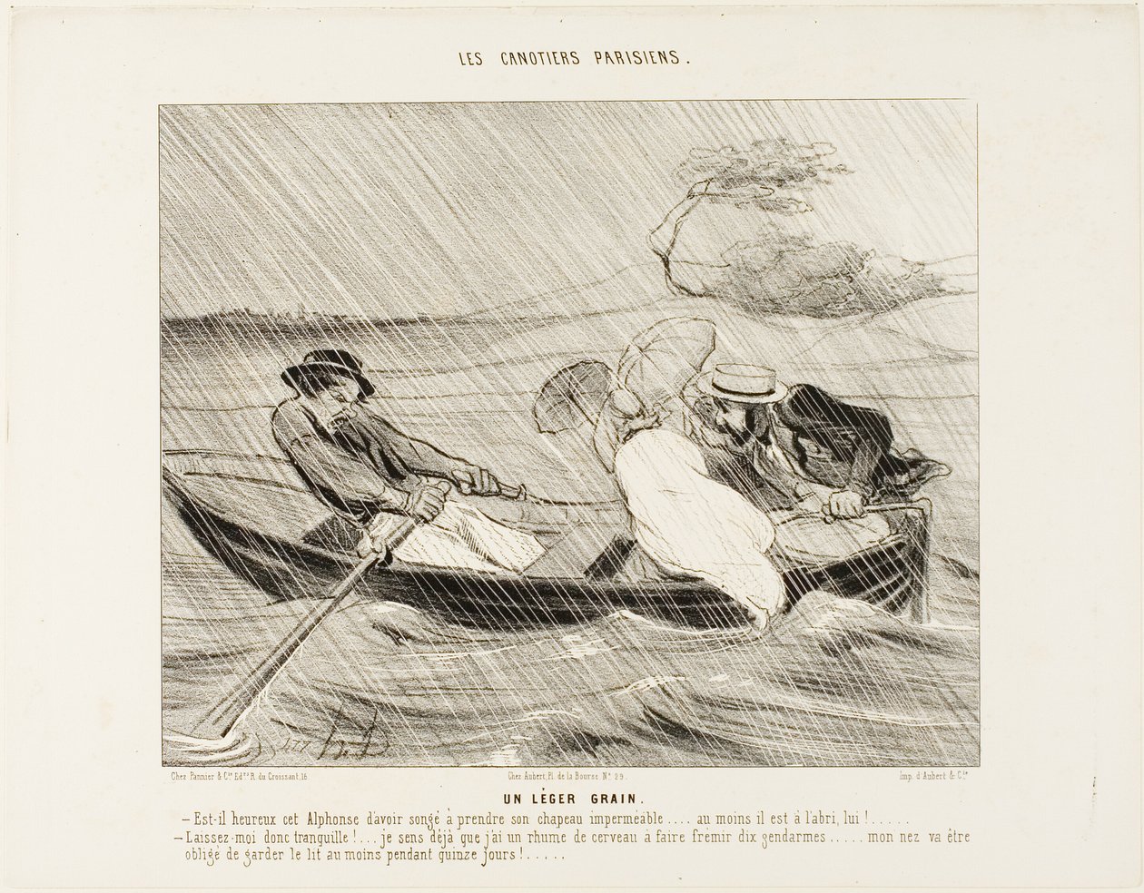 A Light Squall, plate 8 from The Parisian Boaters by Honoré Victorin Daumier