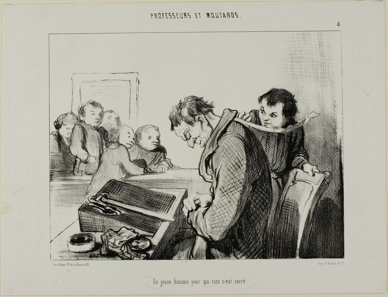 A Young Man to Whom Nothing is Sacred, plate 8 from Professors and Brats by Honoré Victorin Daumier