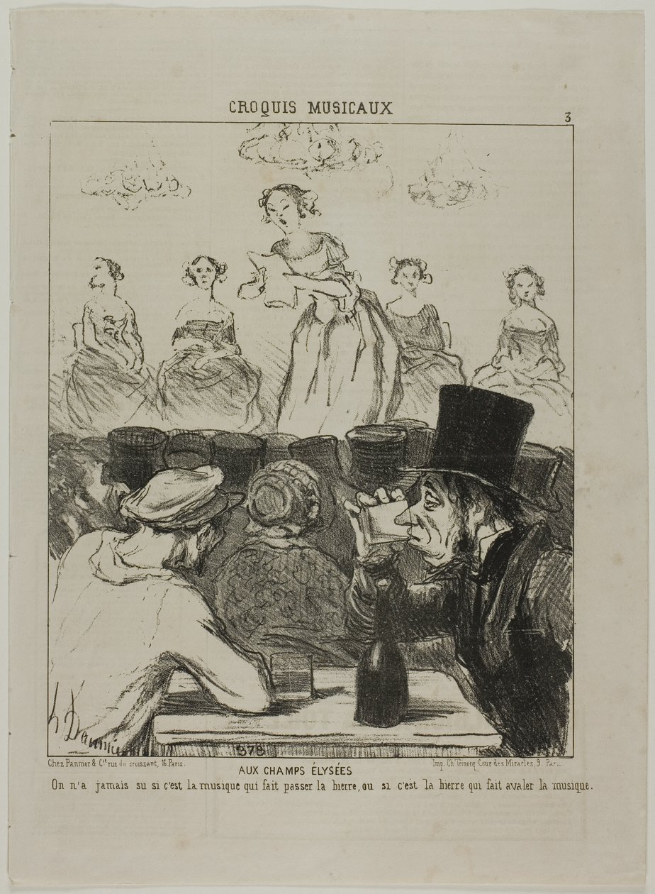 At the Champs-Elysées, plate 3 from Croquis Musicaux by Honoré Victorin Daumier