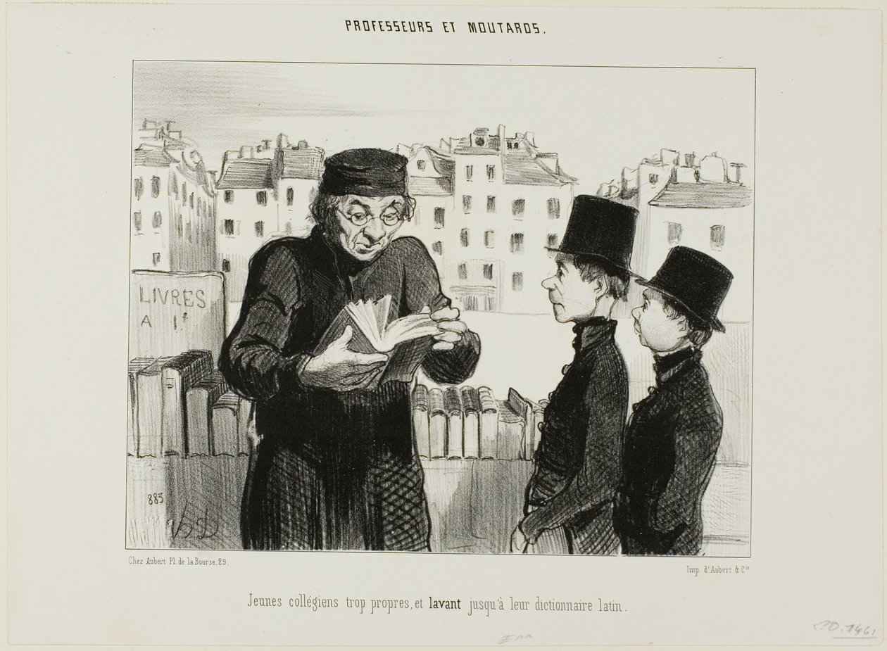 Clean Young High School Students, They Even Try Selling Off their Latin Dictionary, plate 24 from Professors and Rascals by Honoré Victorin Daumier