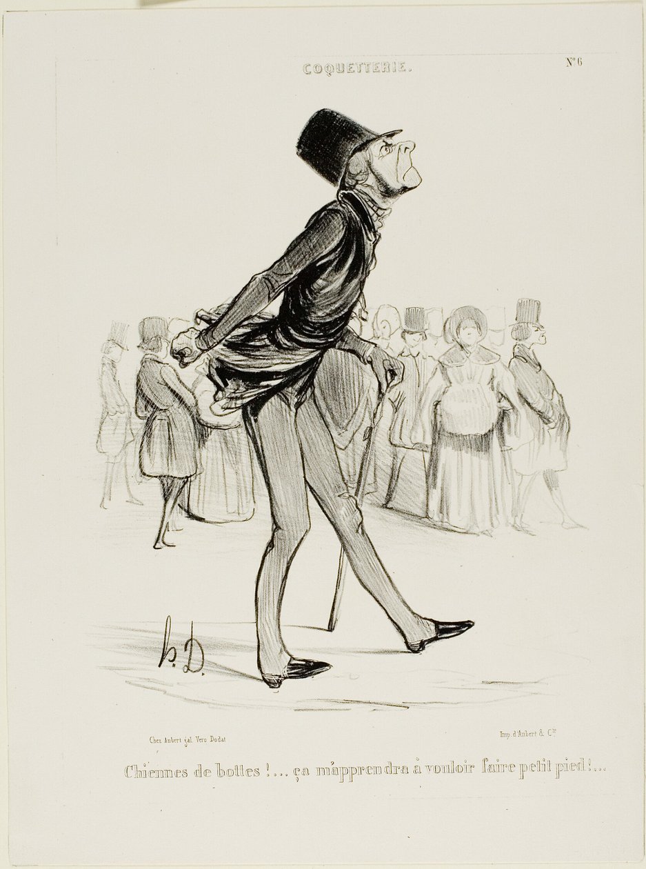 Damn Boots! That Will Teach Me to Take Smaller Steps... plate 6 from Coquetterie by Honoré Victorin Daumier