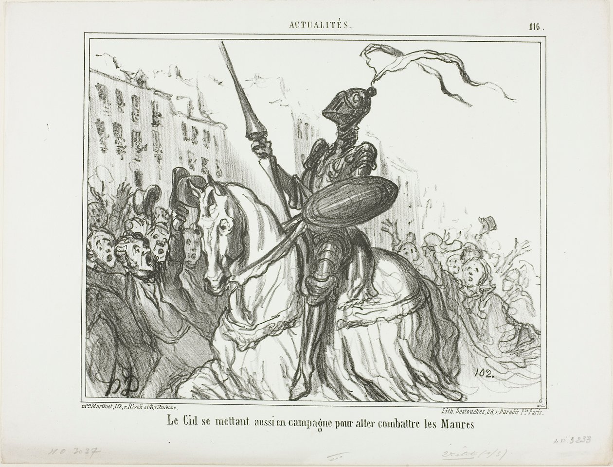 El Cid also takes to the field to fight against the Moors, plate 116 from Actualités by Honoré Victorin Daumier