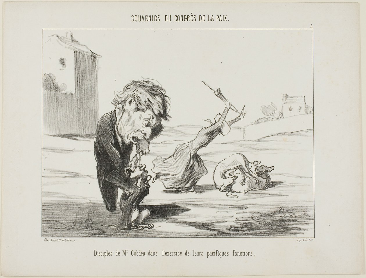 Followers of Mr. Cobden, Exercising Their Peaceful Functions, Plate 5 from Souvenirs Du Congres De La Paix by Honoré Victorin Daumier