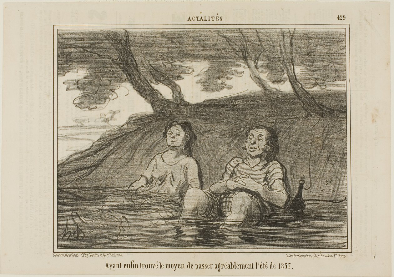 Having finally found the solution to spend the summer of 1857 in a pleasant way, plate 429 from Actualités by Honoré Victorin Daumier