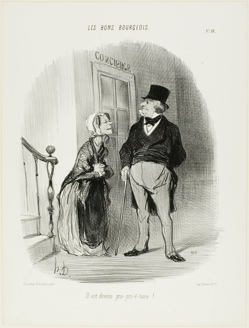 He Has Become a Landlord!, Plate 18 from Les Bons Bourgeois by Honoré Victorin Daumier