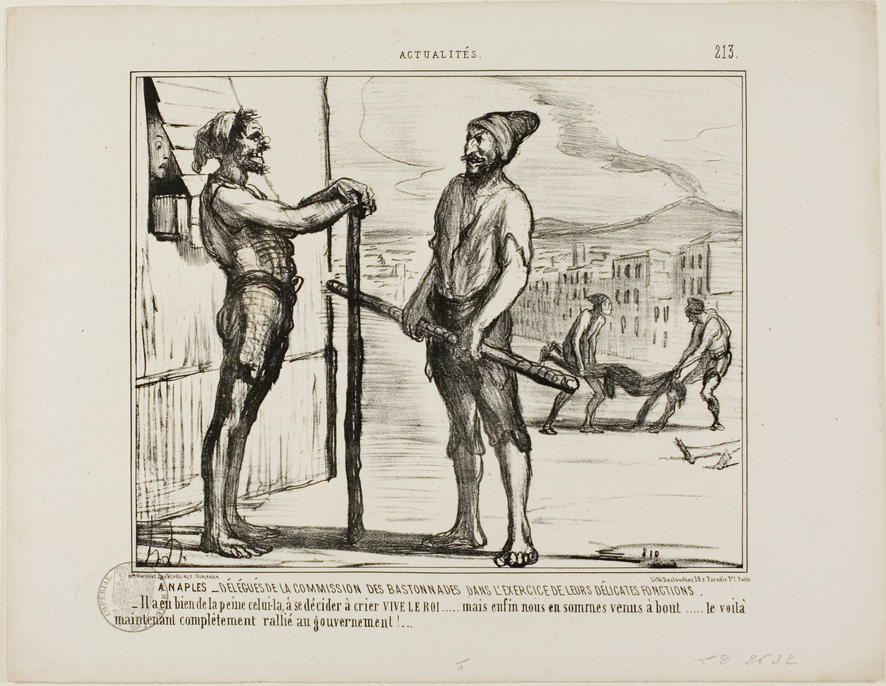In Naples - The Commission of Bastonnades During Their Delicate Job, Plate 213 from Actu by Honoré Victorin Daumier