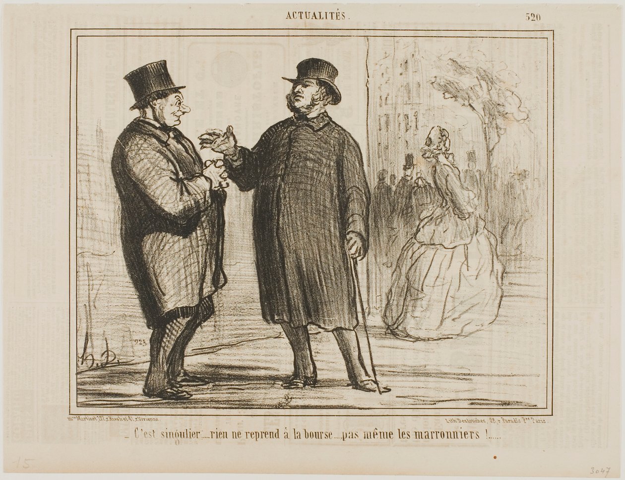 It’s strange: nothing is picking up at the stock exchange, not even the chestnut trees!, plate 520 from Actualités by Honoré Victorin Daumier