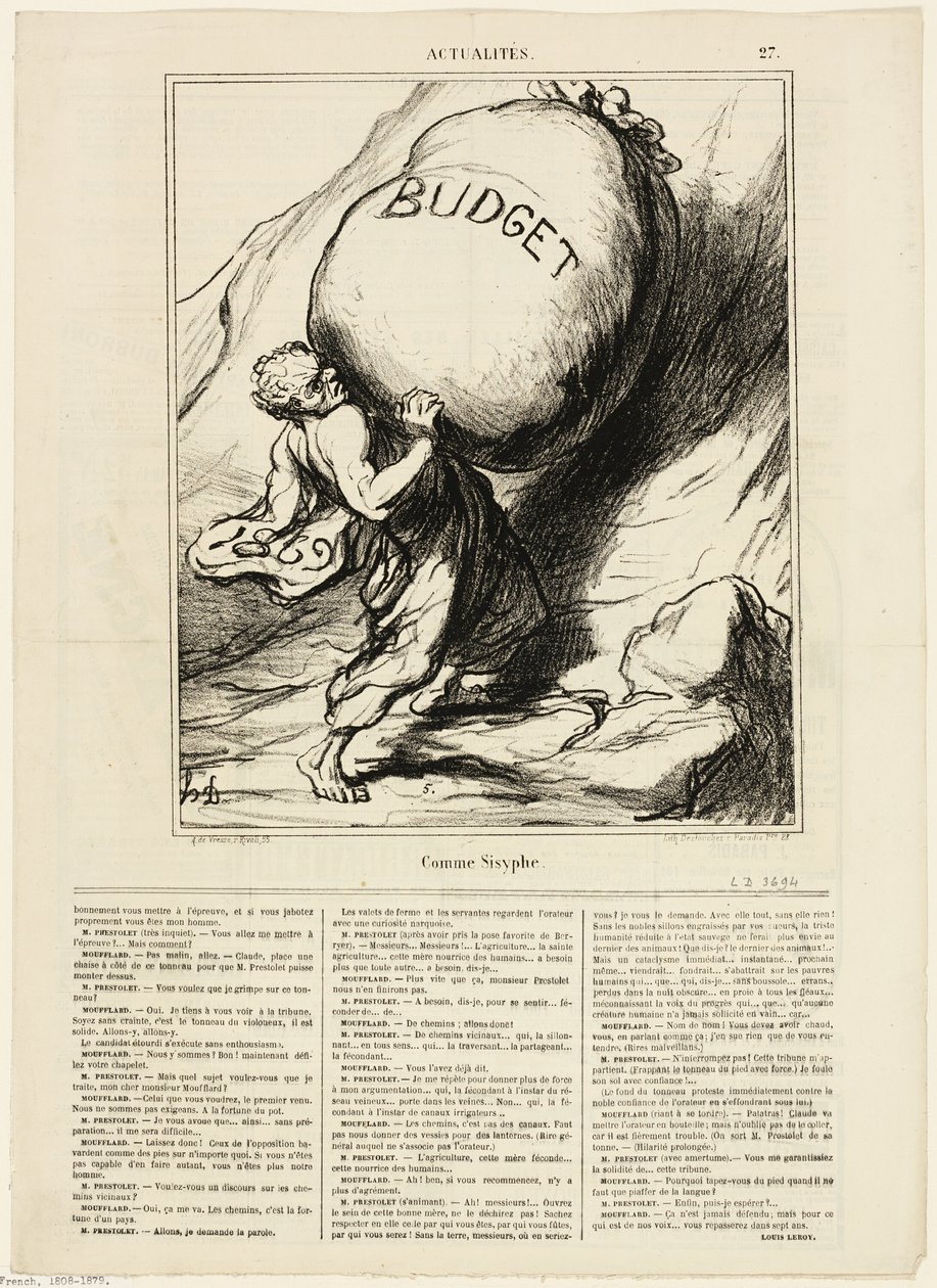 Just like Sisyphus, plate 27 from Actualités by Honoré Victorin Daumier