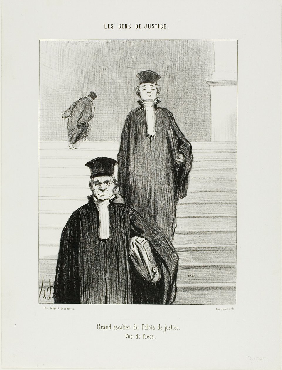 Main Staircase of the Palace of Justice. Front view, plate 36 from Les Gens De Justice by Honoré Victorin Daumier