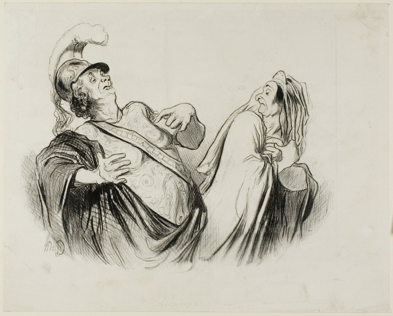 Merope. “A soldier of my stature is quite able to run the state once defended with so much fun,” plate 2 from Physionomies Tragiques by Honoré Victorin Daumier
