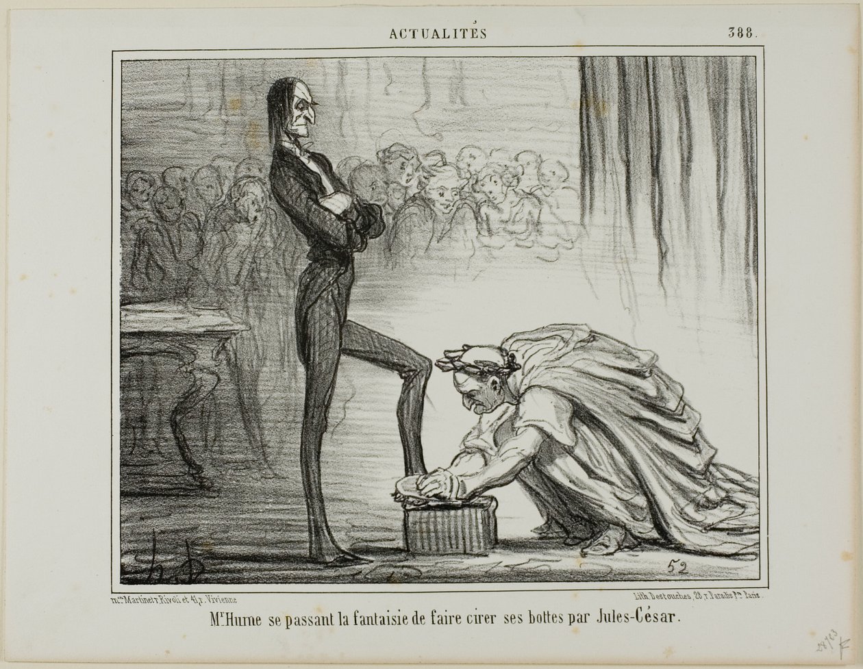 Mr. Hume fantasizing about Julius Caesar polishing his boots, plate 388 from Actualités by Honoré Victorin Daumier
