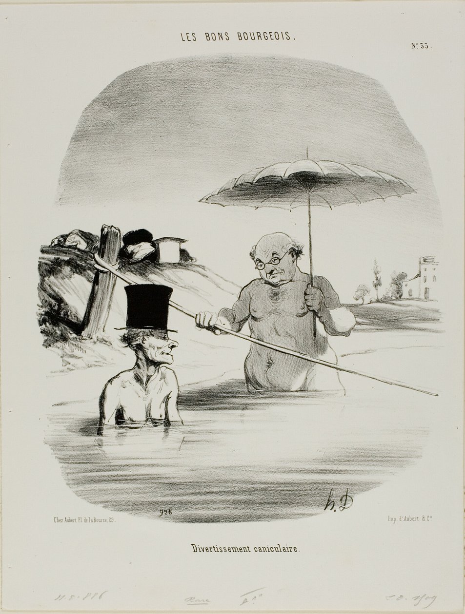 Relaxation during the dog days, plate 33 from Les Bons Bourgeois by Honoré Victorin Daumier