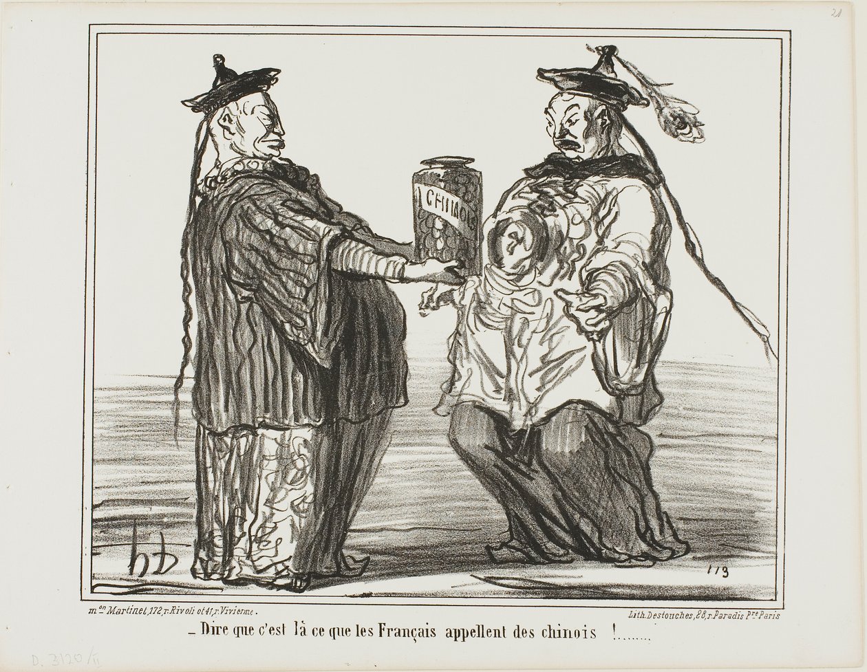 Strange.. this is what the French call "Chinois," plate 21 from In China by Honoré Victorin Daumier