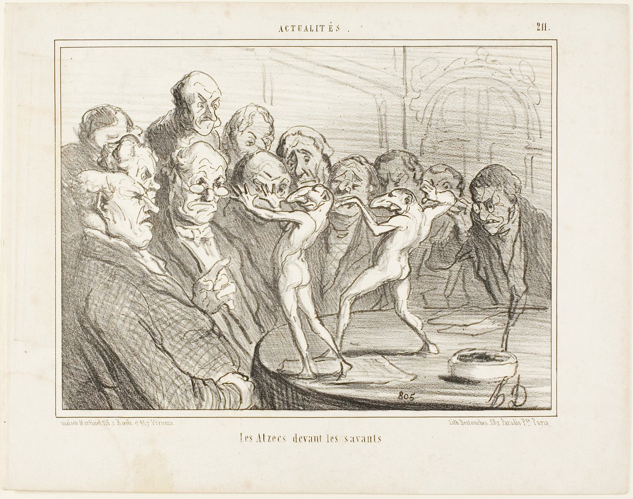 The Aztecs before the scientists, plate 211 from Actualités by Honoré Victorin Daumier