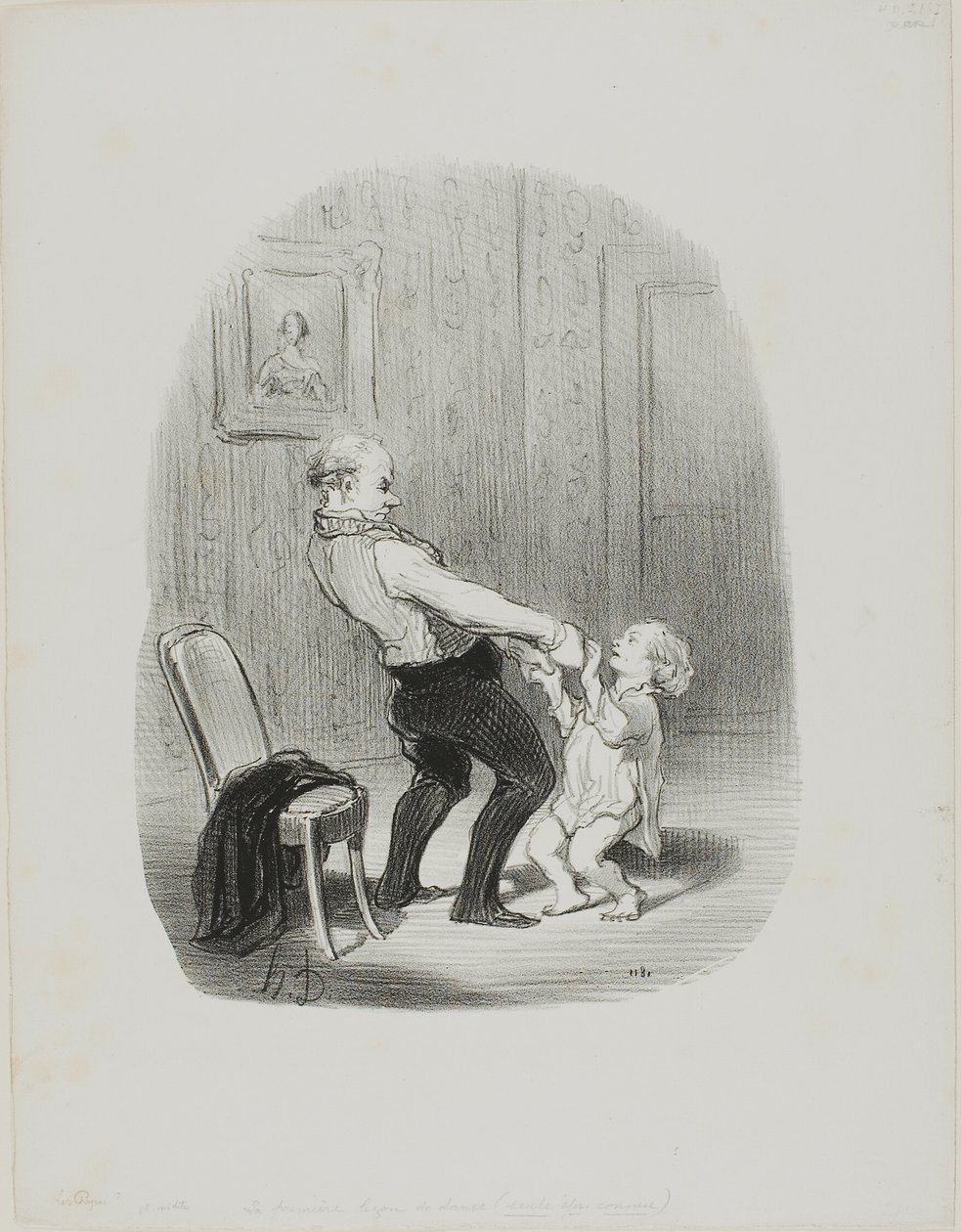 The First Dance Lesson, from Les Papas by Honoré Victorin Daumier