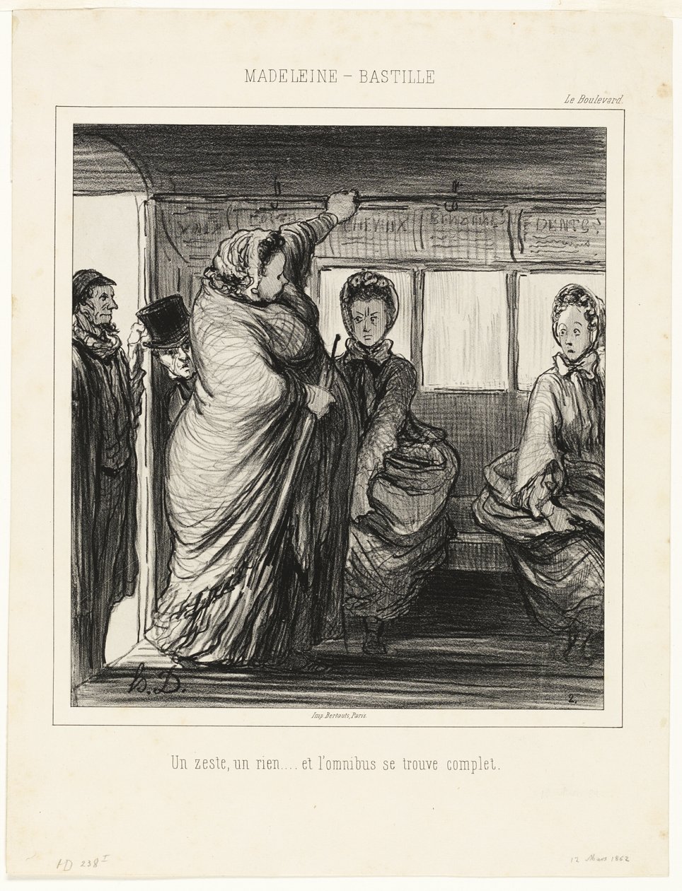 The Madeleine-Bastille Bus Line. A trifle, a nothing... and the bus is full by Honoré Victorin Daumier