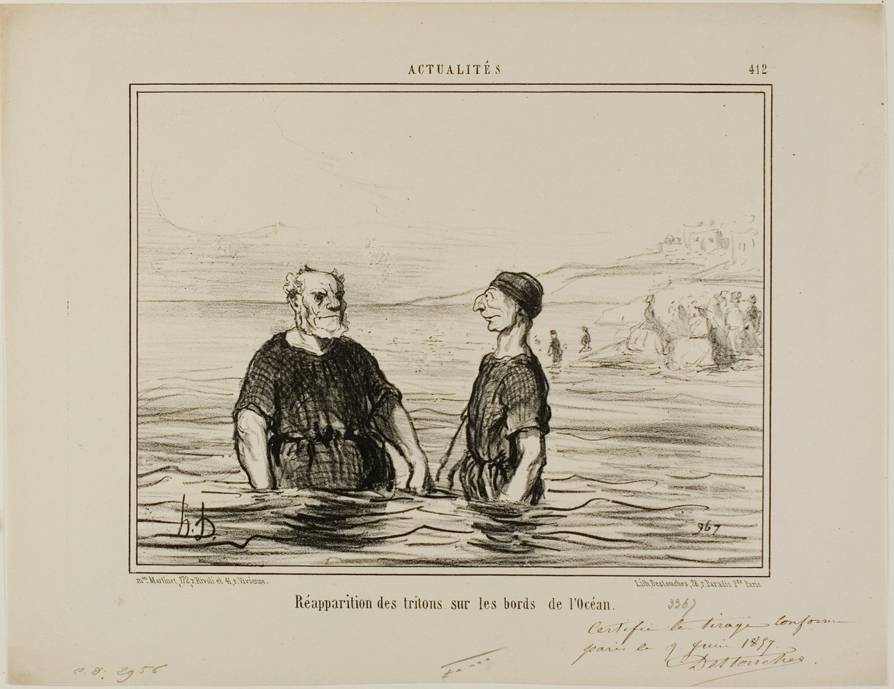 The Reappearance of the Tritons of the Sea, plate 412 from Actualities by Honoré Victorin Daumier