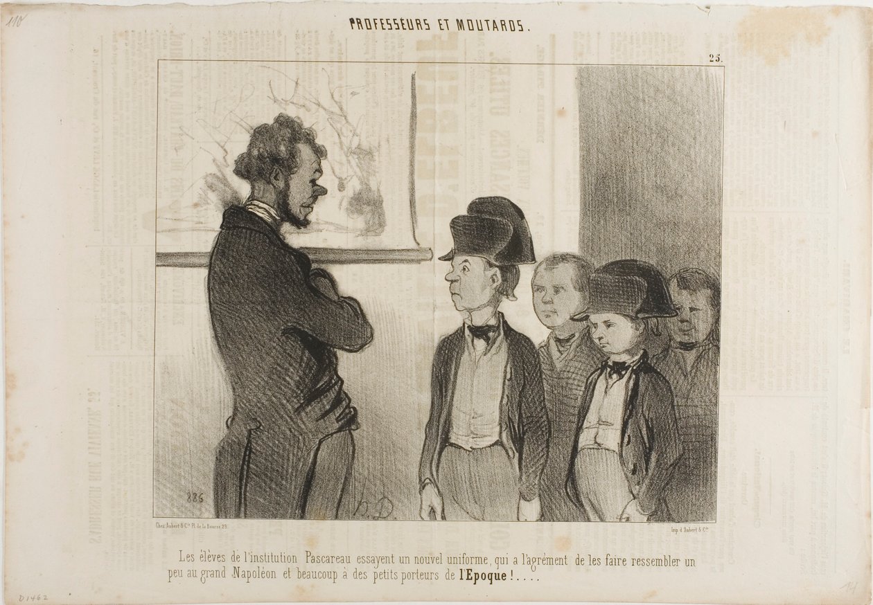 The Pupils of the Institute Pascareau Trying Their New School Uniform, Plate 25 from Professors and Kids by Honoré Victorin Daumier