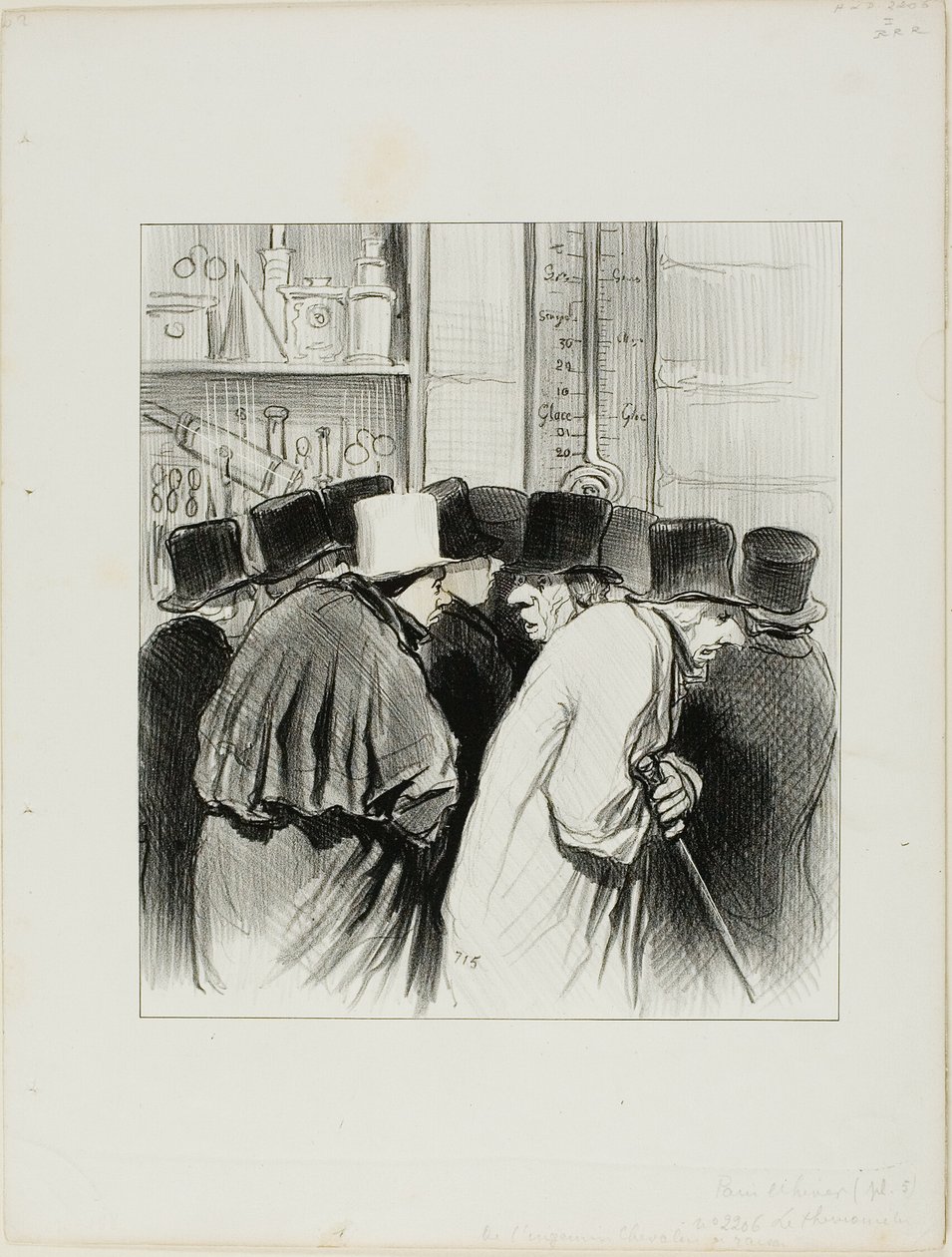 The Thermometer of the Engineer Chevalier, Plate 5 from Paris Winter by Honoré Victorin Daumier