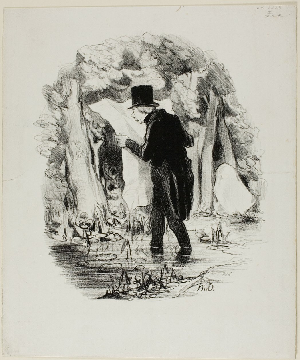 This is Where the Lecture of the Constitutionnel Might Take You, plate 8 from Pastorals by Honoré Victorin Daumier