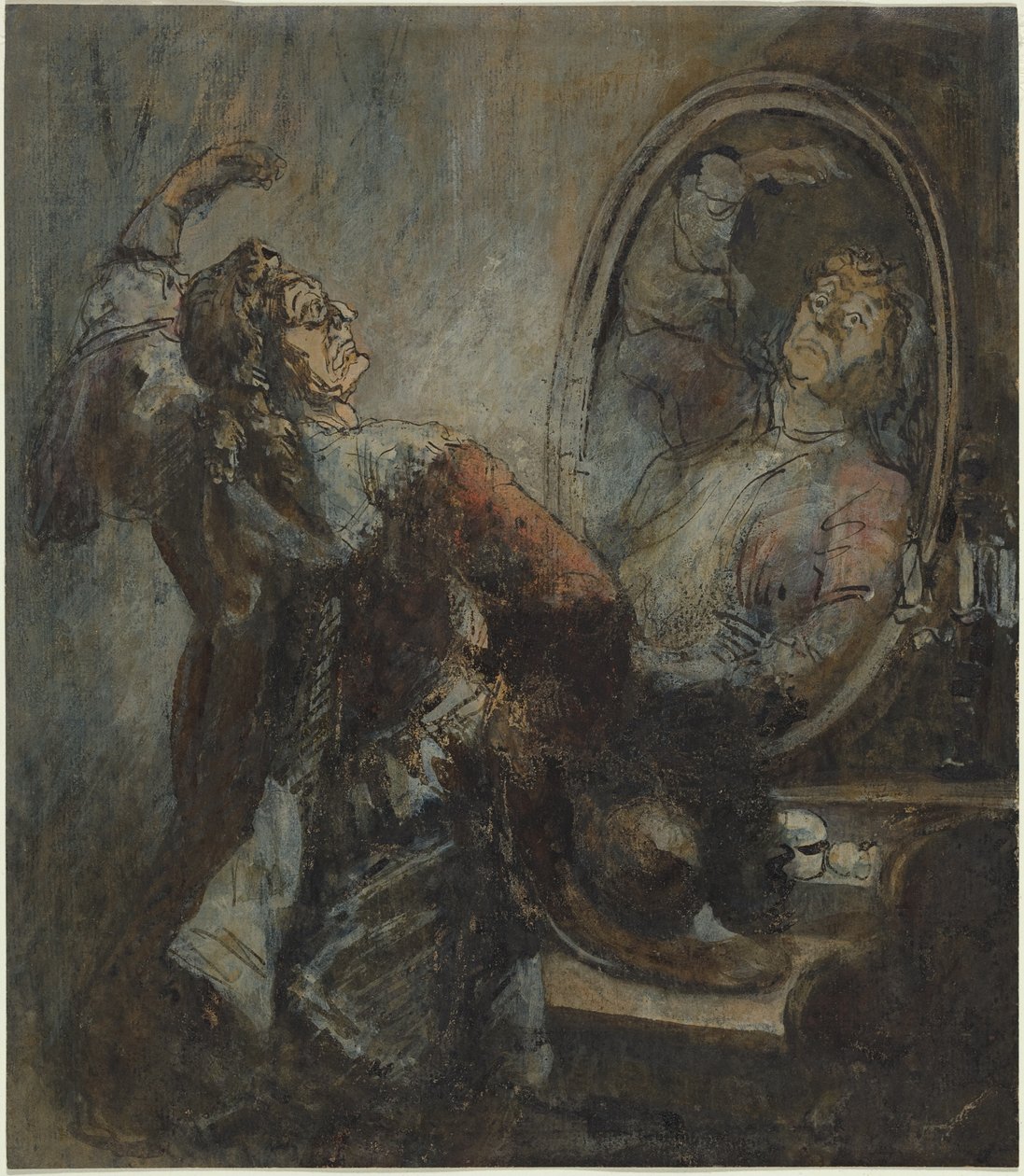 Actor Posing in Front of a Mirror by Honore Daumier