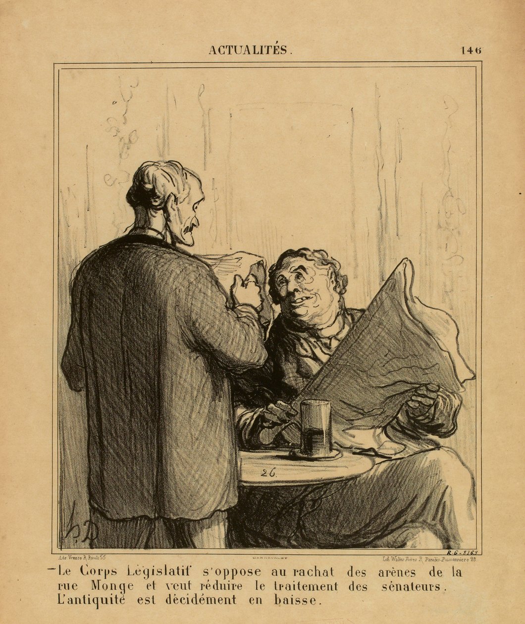 Current Events No. 146: The Legislative Body Opposes the Repurchase of the Arenas on Rue Monge by Honoré Daumier