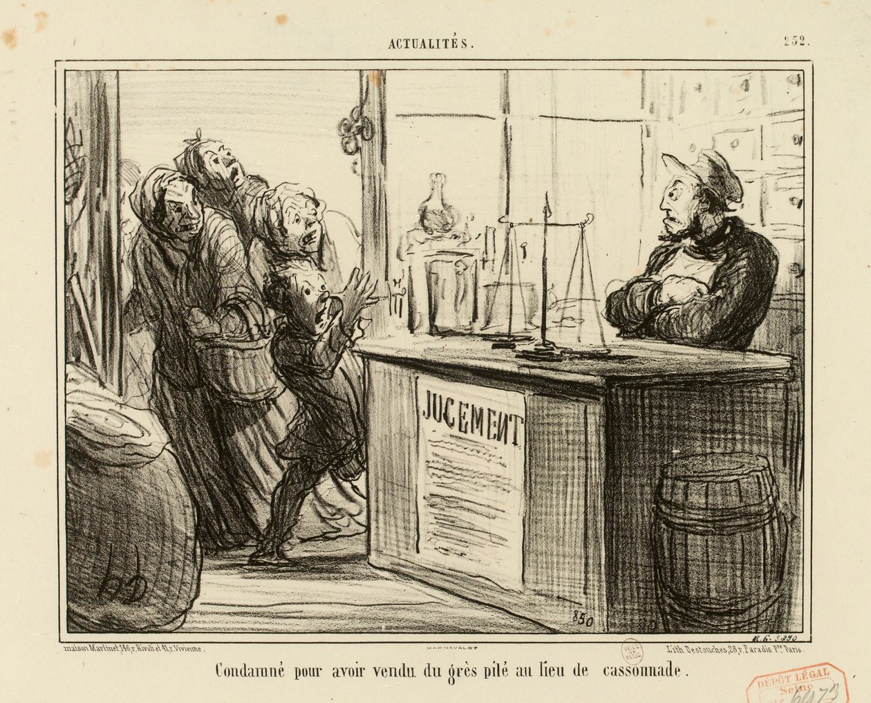 News No. 252: Condemned for Selling Crushed Sandstone Instead of Brown Sugar by Honoré Daumier