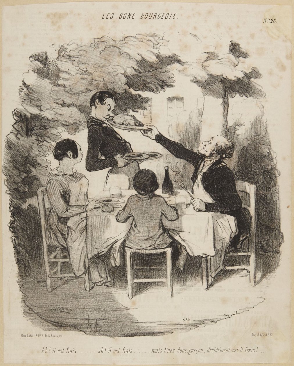 Ah! It is Fresh..., Number 26 from the Series Les Bons Bourgeois from Le Charivari by Honoré Daumier