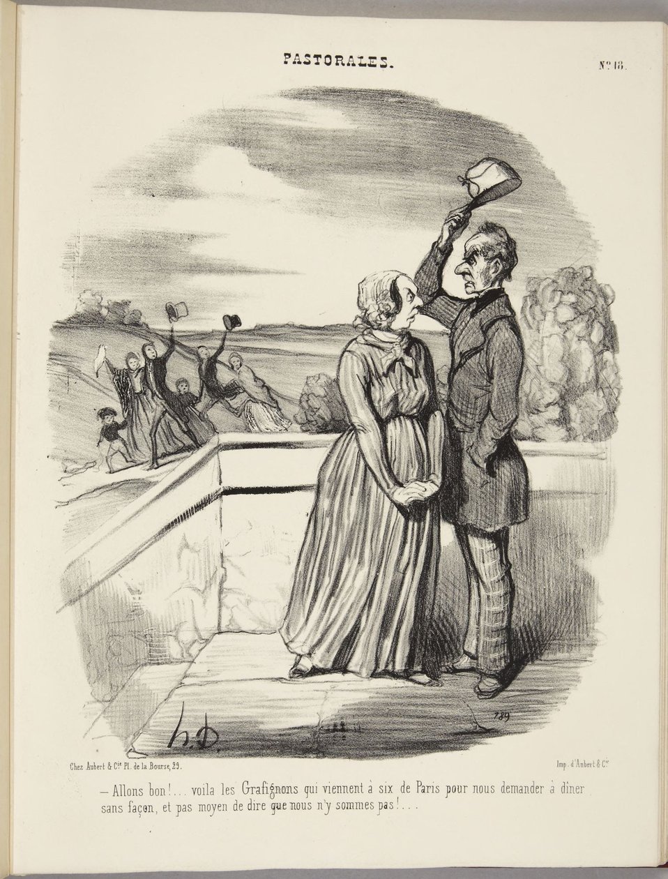 Well, well! Here come the Grafignons, six of them from Paris, to ask us to dinner without ceremony, and there is no way to say that we are not at home! by Honoré Daumier