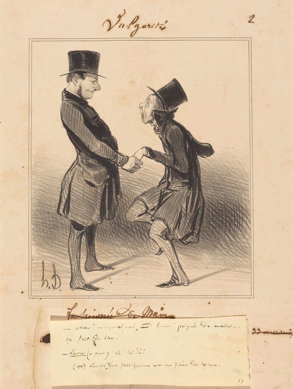 Come on! my young friend, a good handshake... by Honoré Daumier