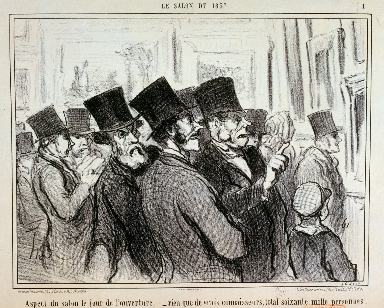 Aspect of the Salon on Opening Day... / 1. by Honoré Daumier