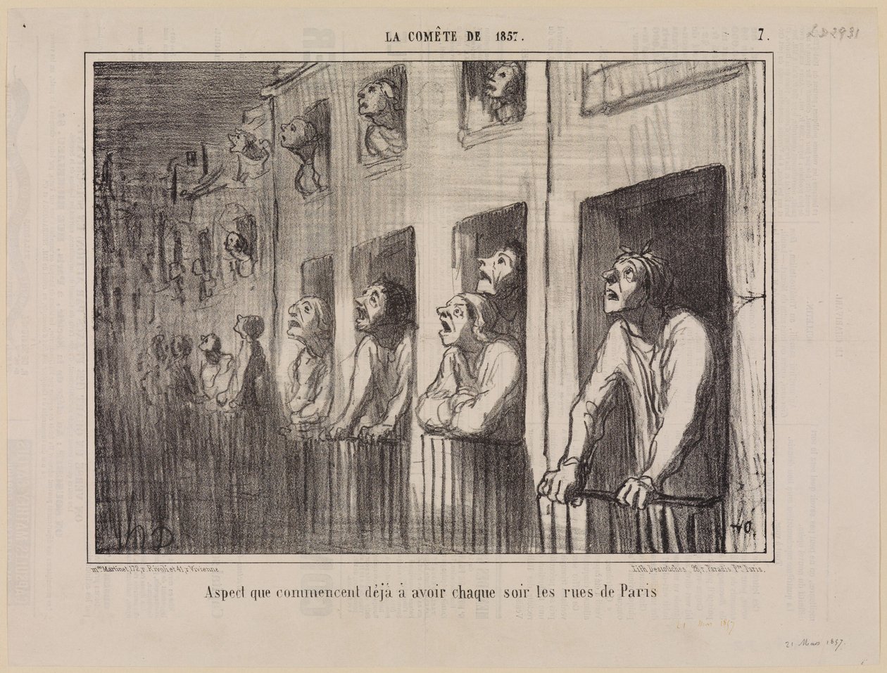 The Streets of Paris Already Begin to Look Like This Every Evening (The Comet of 1857, Plate 7) by Honoré Daumier