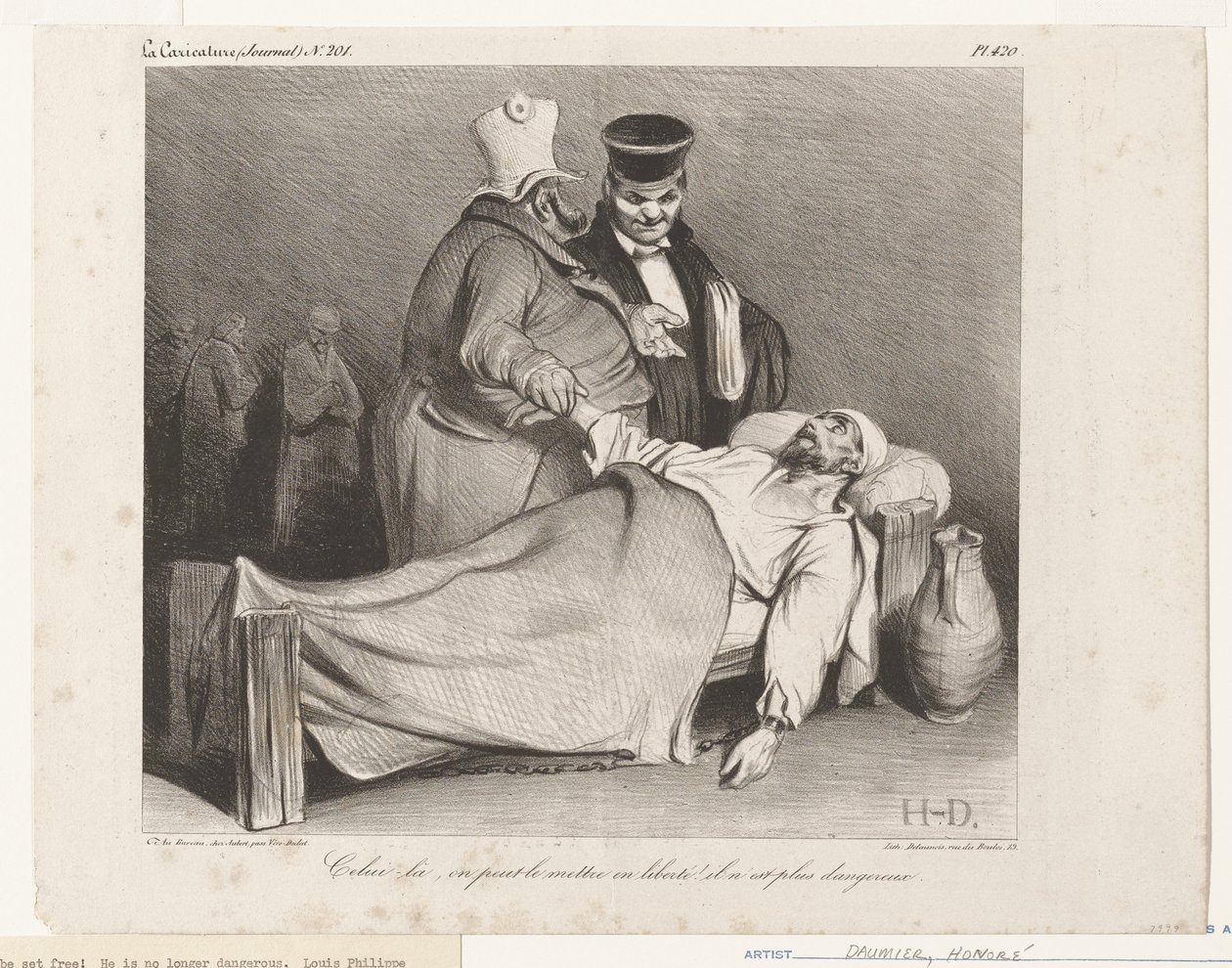 That One, We Can Set Free! He Is No Longer Dangerous. (from La Caricature) by Honoré Daumier
