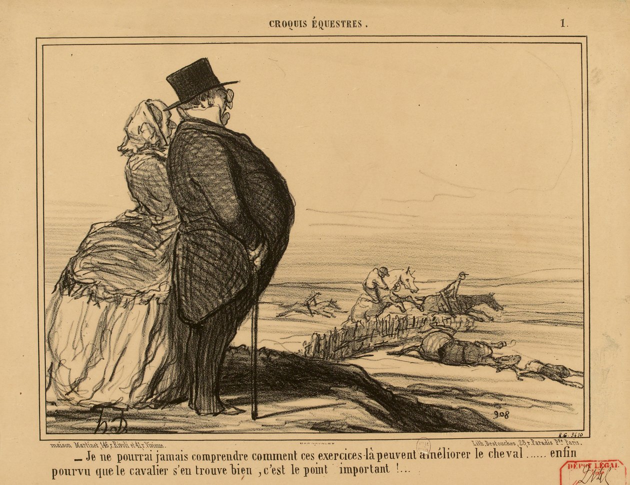Equestrian Sketches No. 1: I will never understand how these exercises... by Honoré Daumier