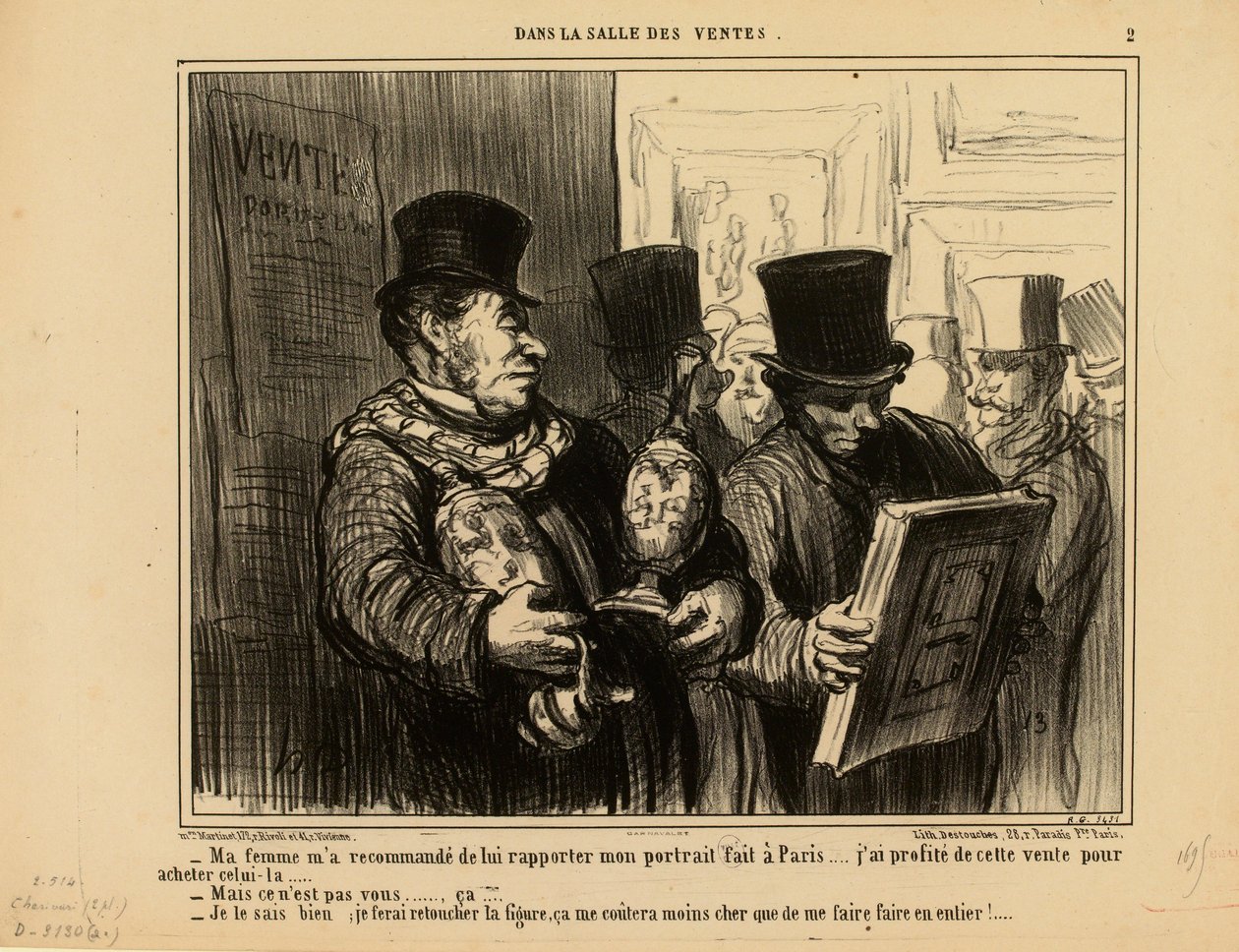 In the Auction Room No. 2: My wife asked me to bring her my portrait... by Honoré Daumier