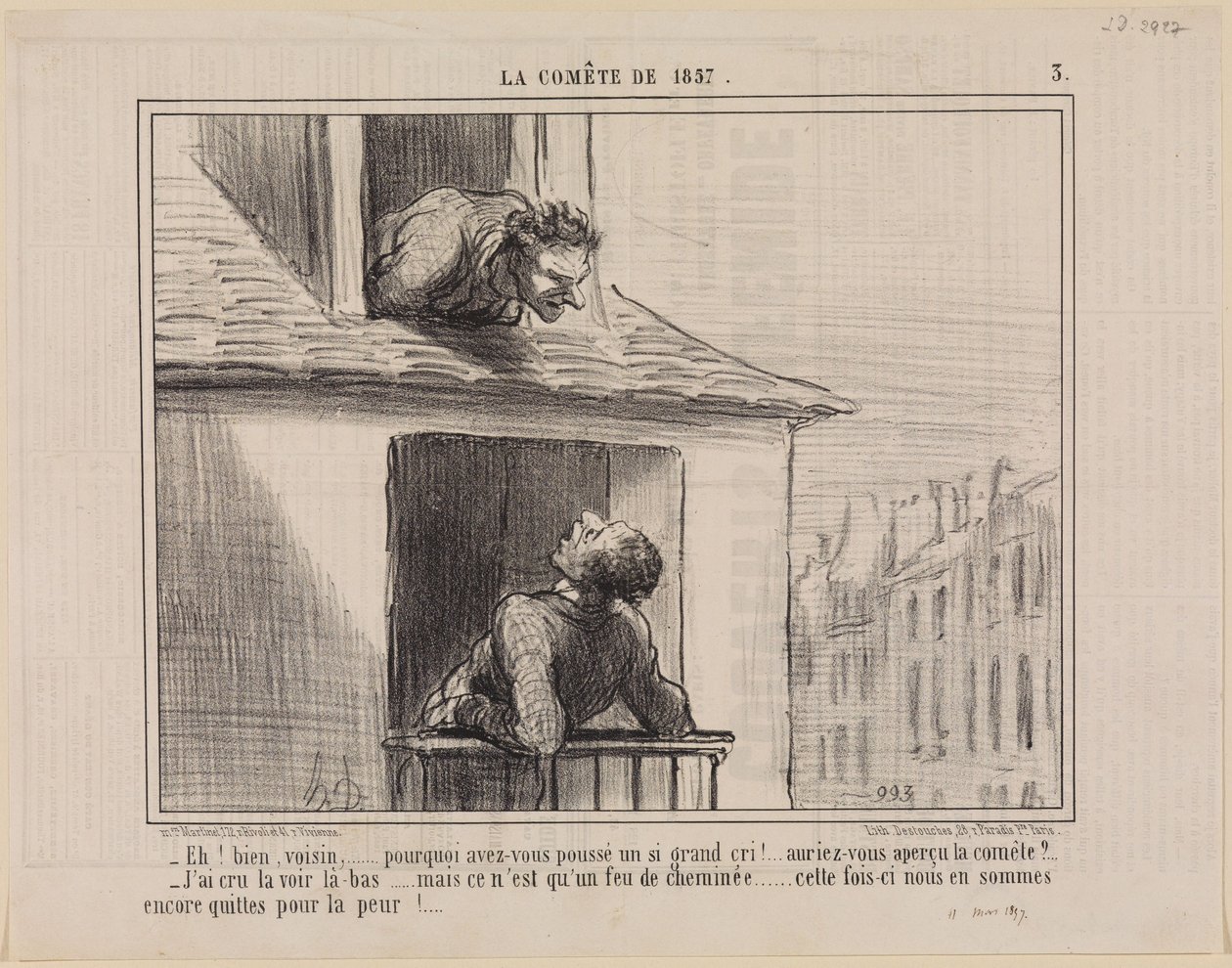 Eh! well, neighbor,... (The Comet of 1857, Plate 3) by Honoré Daumier