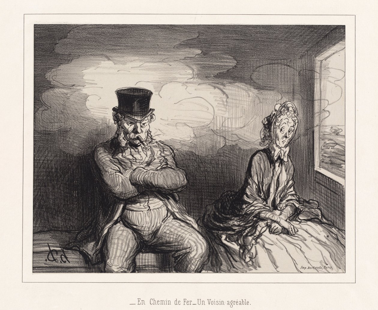 On the Railroad: A Pleasant Neighbor by Honoré Daumier