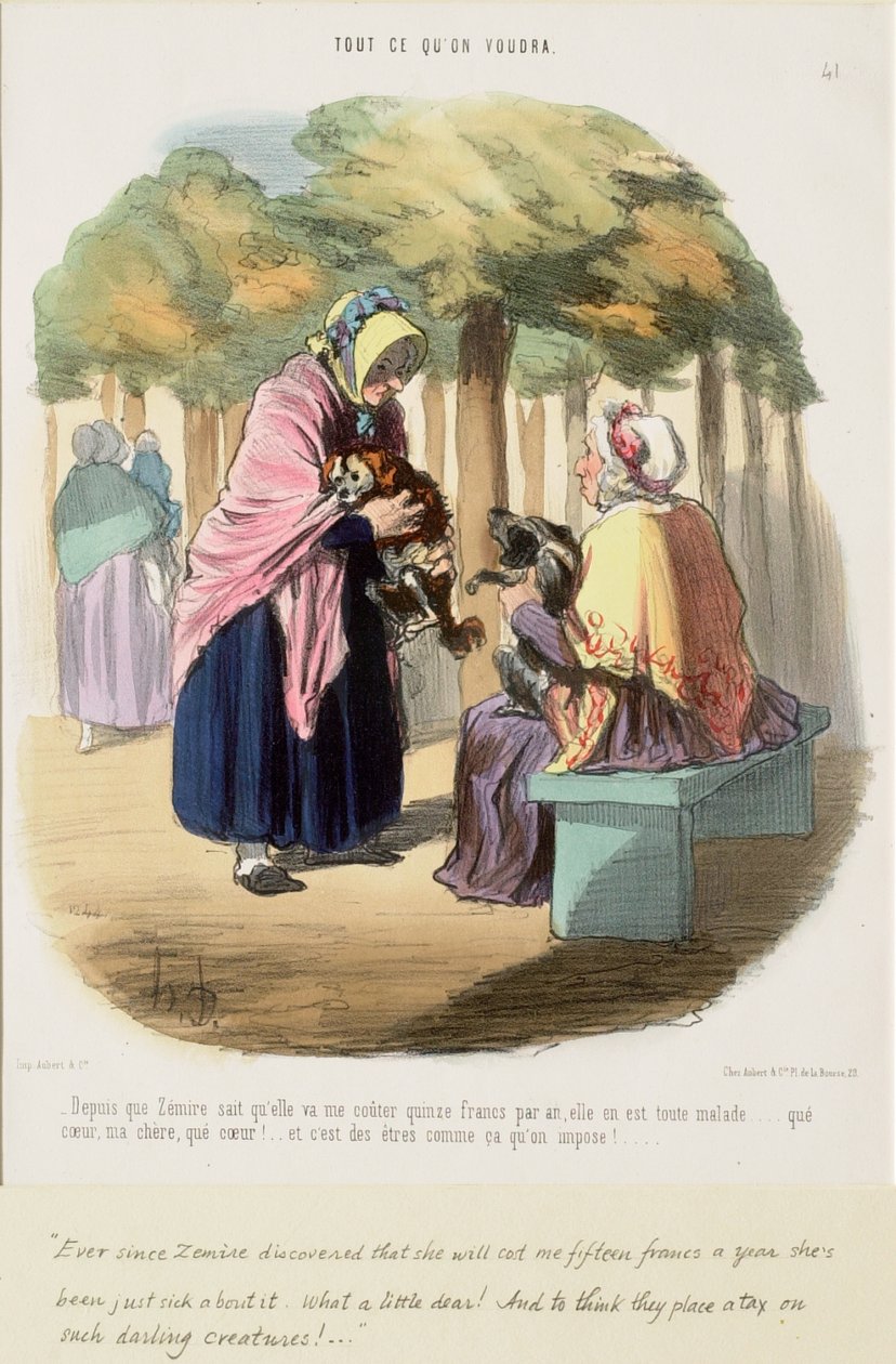 Ever since Zémire learned that she was going to cost me fifteen francs a year,... by Honoré Daumier